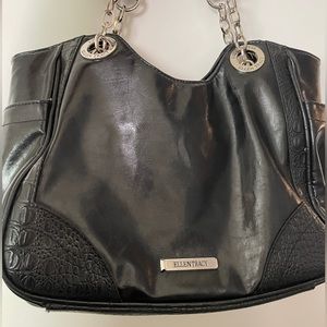 Ellen Tracy Solid Black Shoulder purse